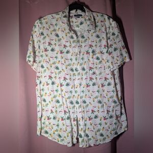 CLUB ROOM Tropical Men's Short Sleeve Button Down Shirt XXL